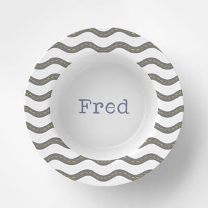 Custom Personalized Construction Kids Bowl / Plate Bowl Set / Kids Polymer Tabletop Dinnerware / Melamine and BPA Free