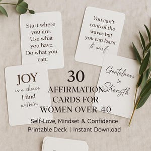 30 carte di affermazione per donne over 40 / Mazzo stampabile di amore per se stesse, mentalità e fiducia / Download immediato