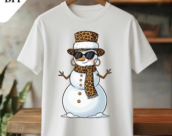 Muñeco de nieve con estampado de leopardo PNG / Sublimación invernal Boujee (Descarga digital)