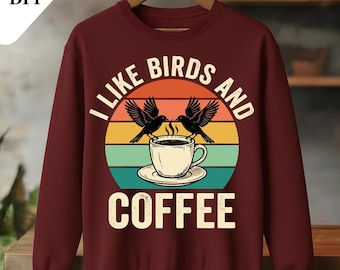 Me gustan los pájaros y el café PNG, diseño de cita sobre observación de aves (producto digital)