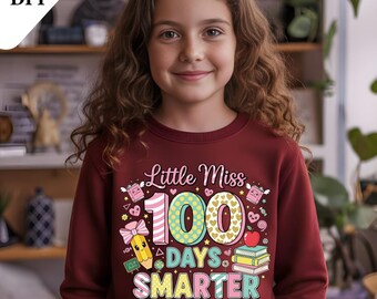 Pequeña Señorita 100 Días Más Inteligente PNG / Diseño Escolar (Descarga Digital)