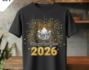 Feliz Año Nuevo 2026 PNG / Diseño de celebración (Descarga digital)