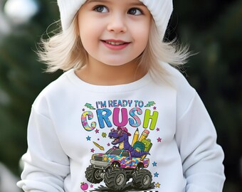 Diseño de camiseta de dinosaurio para jardín de infantes / Primer día de clases PNG (descarga digital)