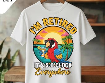 Diseño divertido de loro jubilado / Jubilación tropical PNG SVG (Descarga digital)