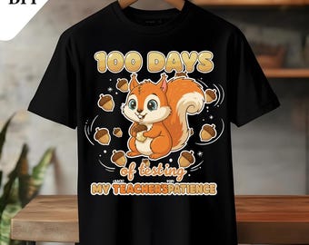 Ardilla de 100 días de clases PNG / Diseño divertido para profesor (Descarga digital)