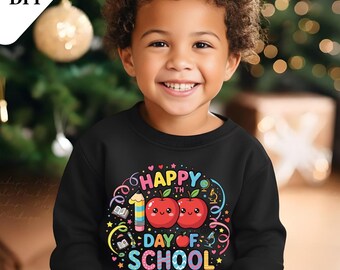 Camiseta de profesor/a/a (descarga digital) con diseño de Apple de 100 días de clases (PNG)