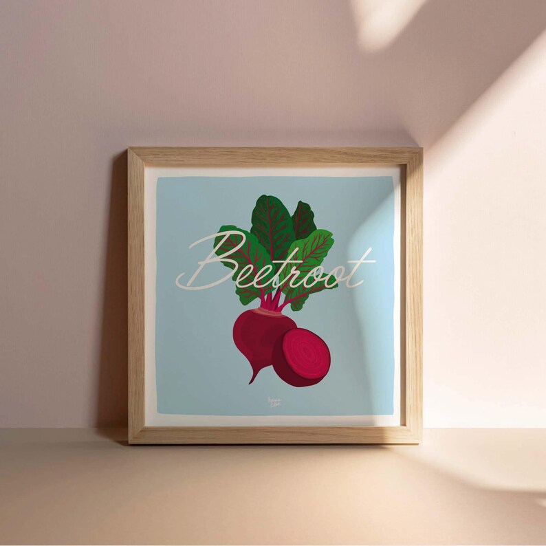 Beetroot Kitchen Art Print Soft Blue Background or Color to Chose ...