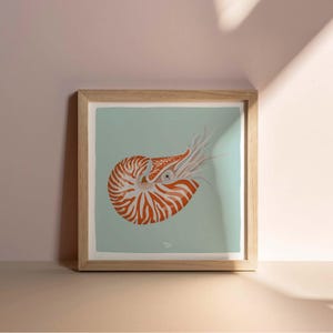 Nautilus Muschel Druck: Türkis Küsten Kunst, Strand Haus Dekor