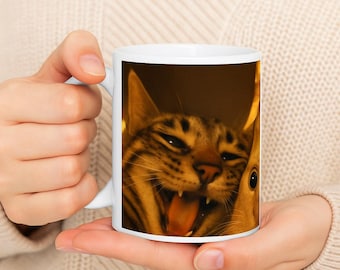 Cat selfie mug in Paris, funny cat mug, original cat lover gift