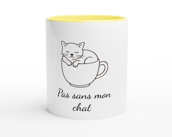 Cat Mug, Not Without My Cat, 325 ml Ceramic, Colorful Interior, Cat Lover Gift, Original Mug