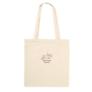 Classic cat tote bag with Liberty, Equality, Purr motif, 10L eco-friendly cotton bag, ideal for outings
