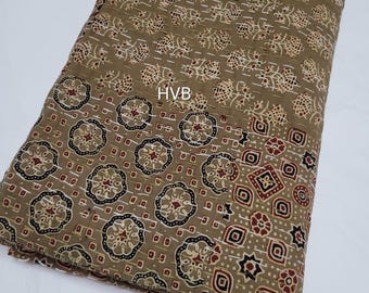 Handmade Ajrakh Kantha Quilt: Handblock Print Cotton Bedspread