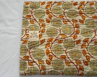 Vintage Floral Kantha Quilt - Indian Bohemian Throw, Bedspread