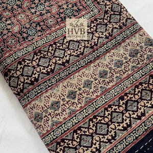 Navy Blue Ajrakh Handblock Kantha Quilt | Handmade Cotton Bedspread | Reversible Indian Quilt