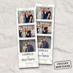 Floral Keepsake Photo Booth Template 2x6, Editable Canva Design, Wedding Strip, Instant Download, Digital Photo Booth Template