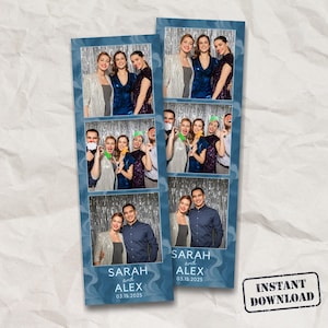 Modern Marble Photo Booth Template 2x6, Editable Canva Design, Wedding Strip, Instant Download, Digital Photo Booth Template