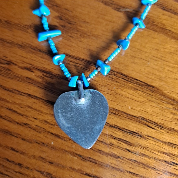 Turquoise and Silver Heart Necklace - image 5