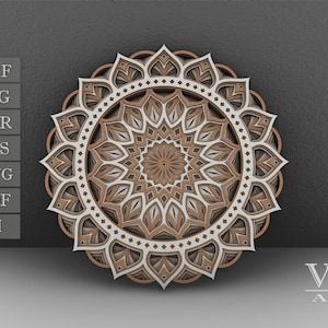 Layered Mandala SVG File, 3D Flower Mandala, Cut file, Laser cut file Mandala DXF file, Layered Mandala SVG for Cricut - M52