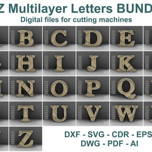 Multilayer Letters SVG Bundle: Laser Cut Alphabet (Digital Download)