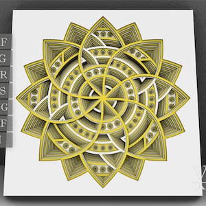 Layered Mandala SVG File, 3D Flower Mandala, Cut file, Laser cut file Mandala DXF file, Layered Mandala SVG for Cricut - M48