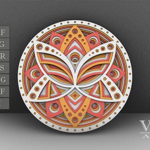 Layered Lotus Mandala SVG: 3D Laser Cut File