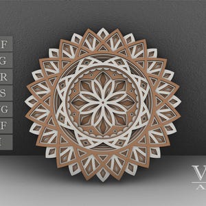 Layered Mandala SVG File, 3D Flower Mandala, Cut file, Laser cut file Mandala DXF file, Layered Mandala SVG for Cricut - M53