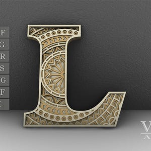 Layered Mandala Letter L Laser Cut File (SVG DXF)