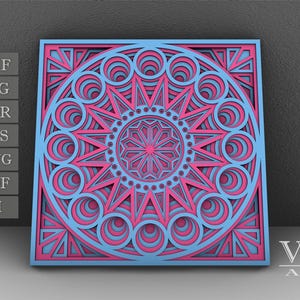 Layered Mandala SVG File, 3D Flower Mandala, Cut file, Laser cut file Mandala DXF file, Layered Mandala SVG for Cricut - M42