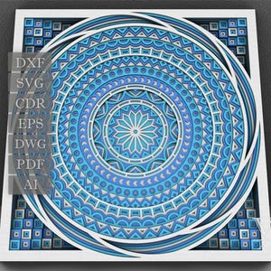 Layered Mandala SVG File, 3D Flower Mandala, Cut file, Laser cut file Mandala DXF file, Layered Mandala SVG for Cricut - M50