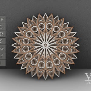 Layered Mandala SVG File, 3D Flower Mandala, Cut file, Laser cut file Mandala DXF file, Layered Mandala SVG for Cricut - M54