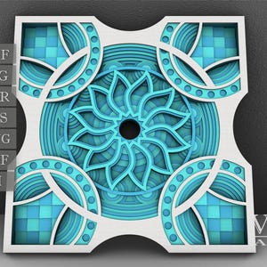 Layered Mandala SVG File, 3D Flower Mandala, Cut file, Laser cut file Mandala DXF file, Layered Mandala SVG for Cricut - M45