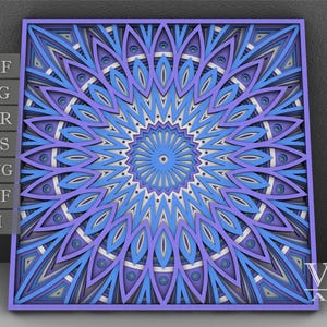 Layered Mandala SVG File, 3D Flower Mandala, Cut file, Laser cut file Mandala DXF file, Layered Mandala SVG for Cricut - M47