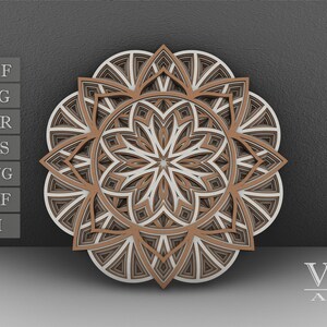 Layered Mandala SVG File, 3D Flower Mandala, Cut file, Laser cut file Mandala DXF file, Layered Mandala SVG for Cricut - M58