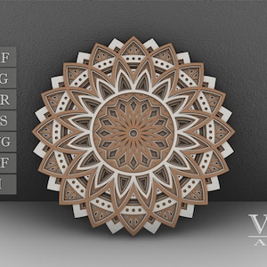 Layered Mandala SVG File, 3D Flower Mandala, Cut file, Laser cut file Mandala DXF file, Layered Mandala SVG for Cricut - M57
