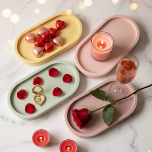 Ręcznie robiona betonowa owalna taca: ekspozytor na świece i biżuterię, mydelniczka, dekoracja domu