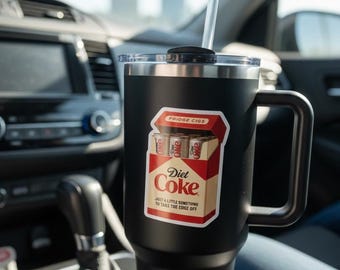 Diet Coke Fridge Cigs Sticker: Retro Parody Vinyl Decal