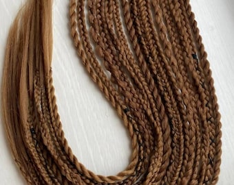 Boho dreadlocks ponytail brown, viking braids on a hairband, festival braid