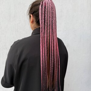 ピンクオンブレ編み込みポニーテールエクステンション - ハンドメイドグラデーション合成ヘアラップ - ボヘミアンフェスティバルコスプレヘアピース - 送料無料