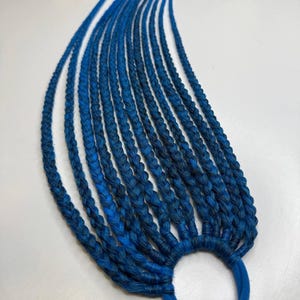 Blue Braided Ponytail Extension: Handmade Ombre Synthetic Hair Wrap
