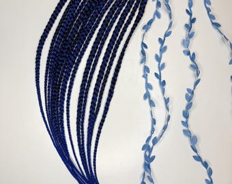 Extensión de cola de caballo trenzada azul hecha a mano: Peluca para festival de cosplay