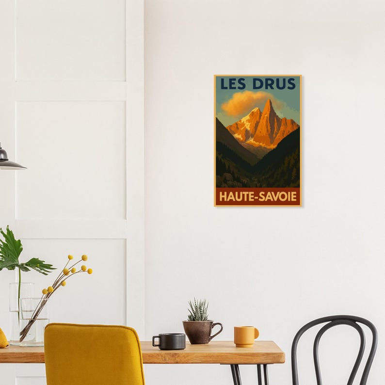 Affiche Les Drus, Chamonix, vue 3