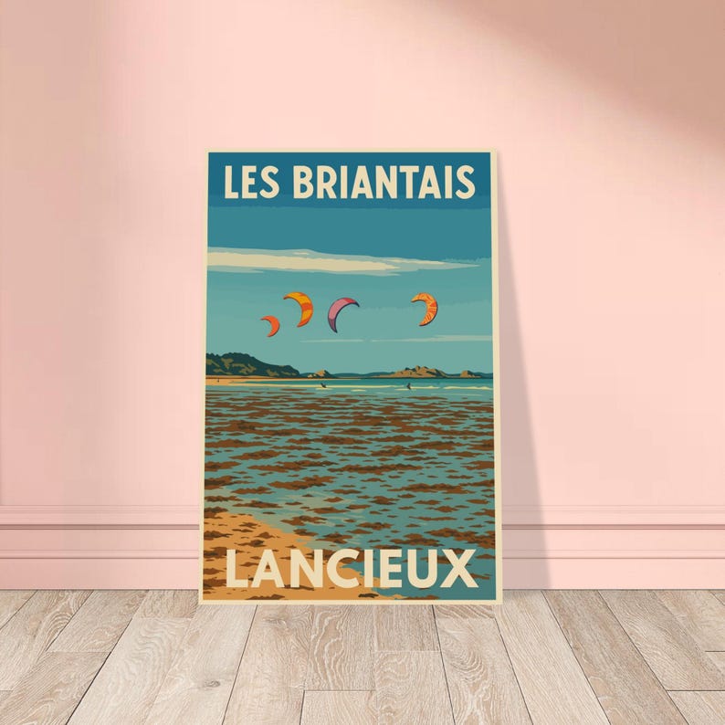 Affiche vintage Kitesurf aux Briantais