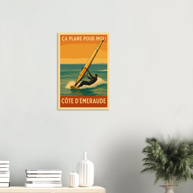 Affiche Planche à voile sur la Côte d'Émeraude, vue 3