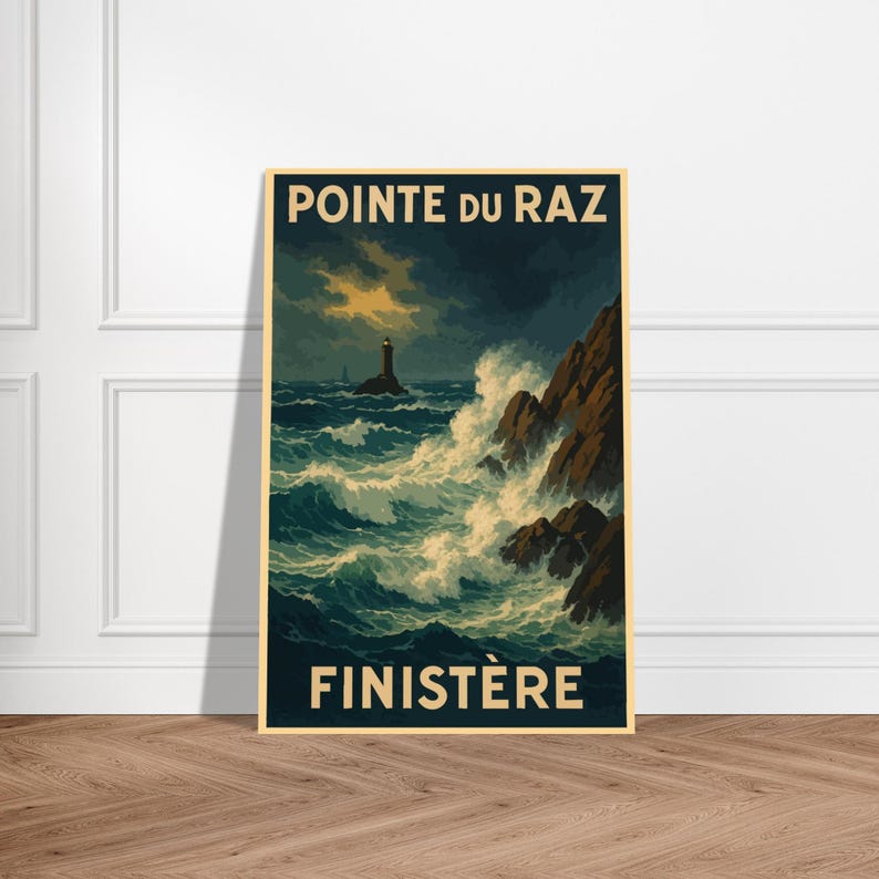 Affiche vintage La pointe du Raz dans la tempête