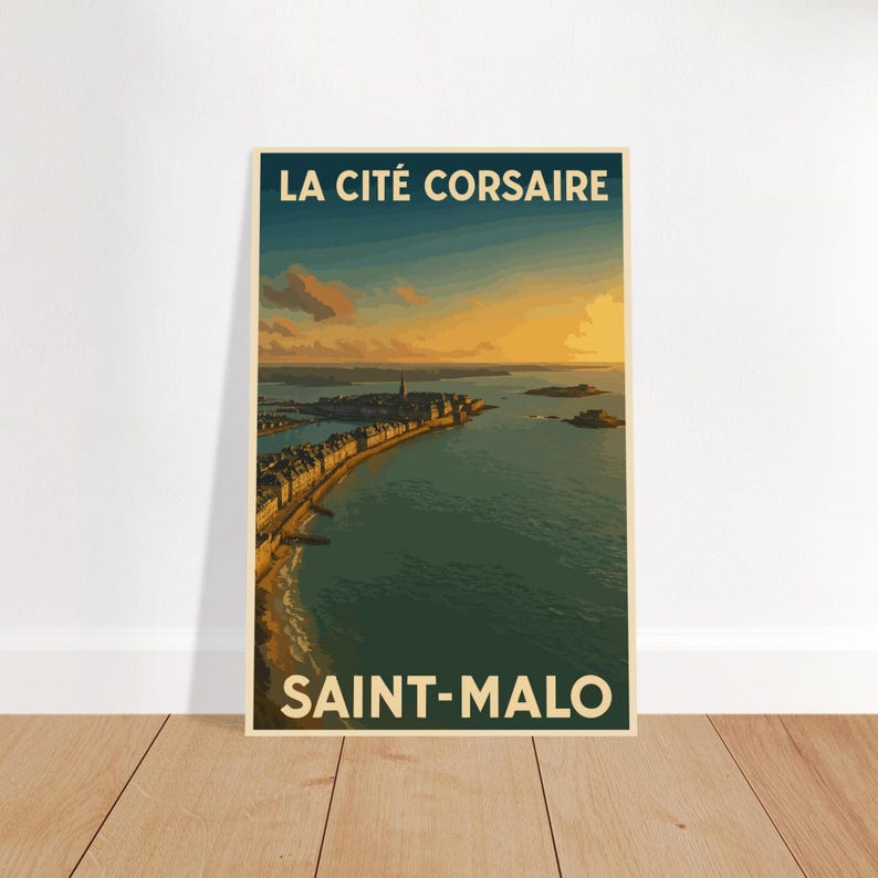 Affiche vintage Saint-Malo, la cité corsaire au couchant