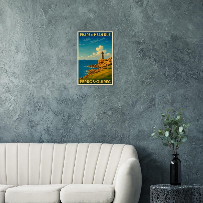 Affiche Le phare de Mean Ruz, Perros-Guirec, vue 2