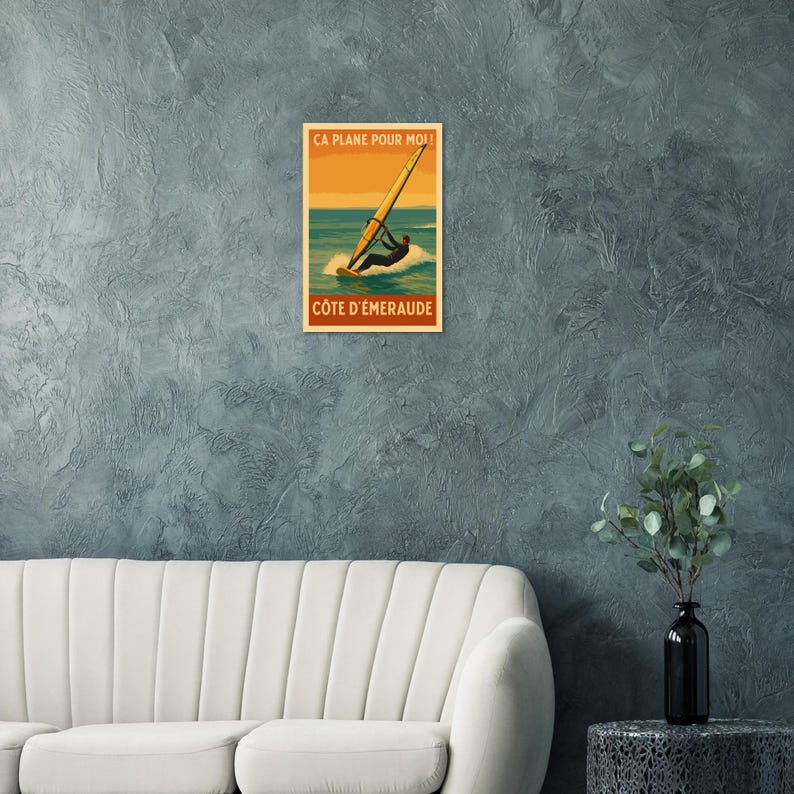 Affiche Planche à voile sur la Côte d'Émeraude, vue 4