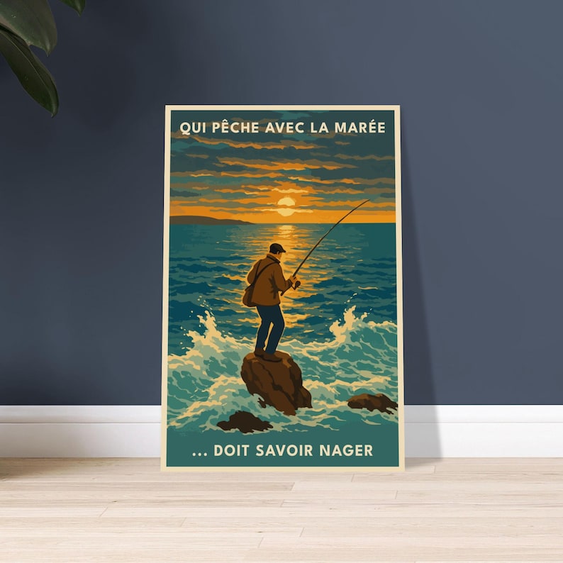 Affiche vintage Le pêcheur audacieux