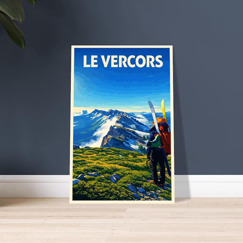 Affiche vintage Ski de randonnée dans le Vercors
