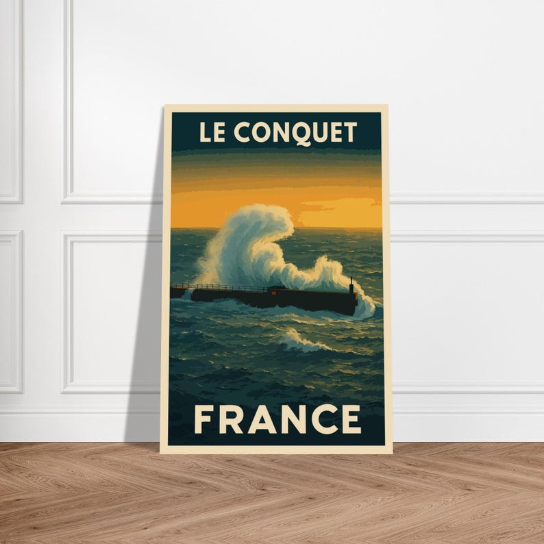 Affiche vintage Le Conquet dans la tempête